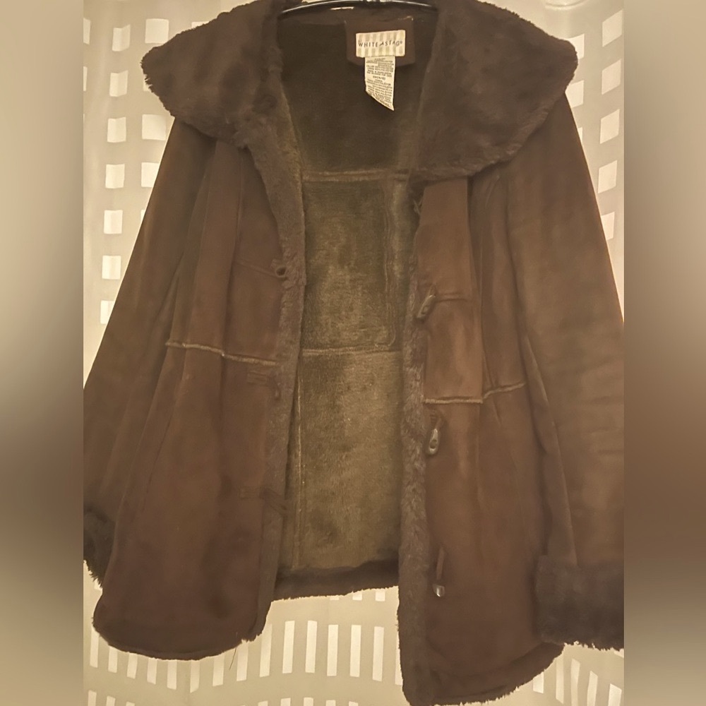VTG White Stag dark brown faux suede & fur Small